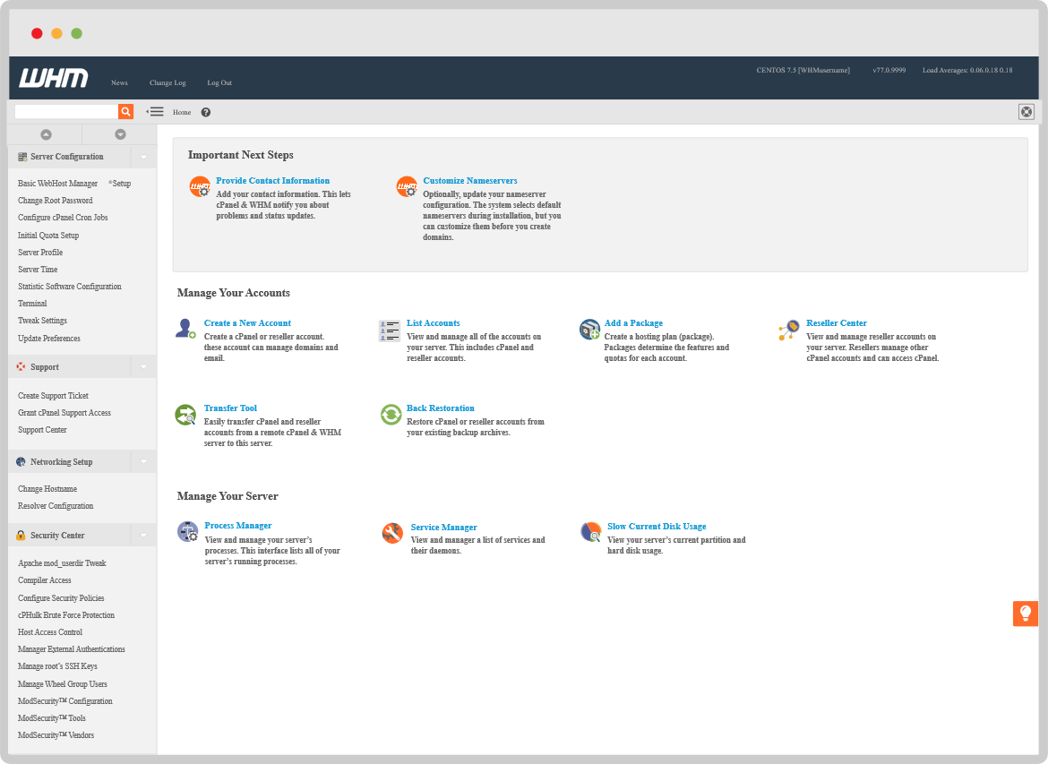 Panel WHM para Servidores Cloud VPS - CanarCloud