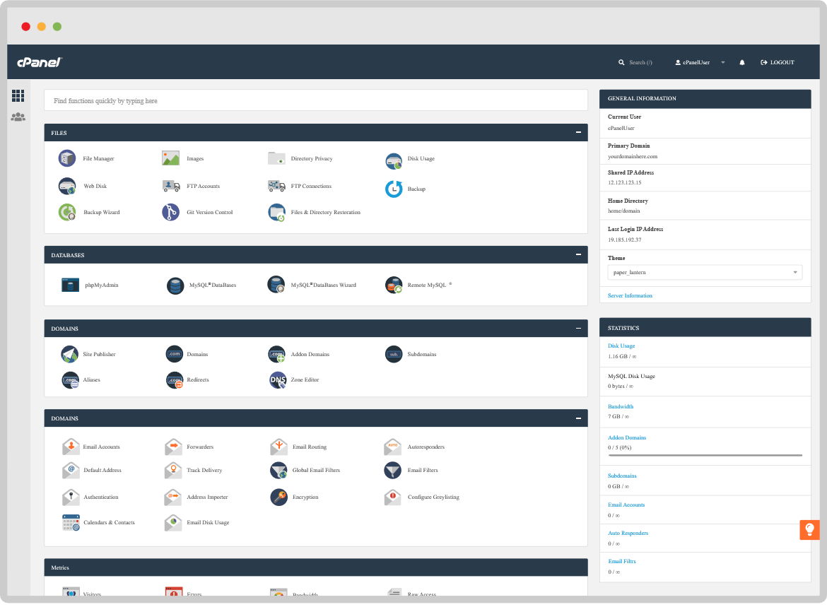 cPanel para clientes